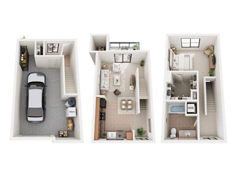 Floor plan for 1 bed, 1 bath, 898 sqft